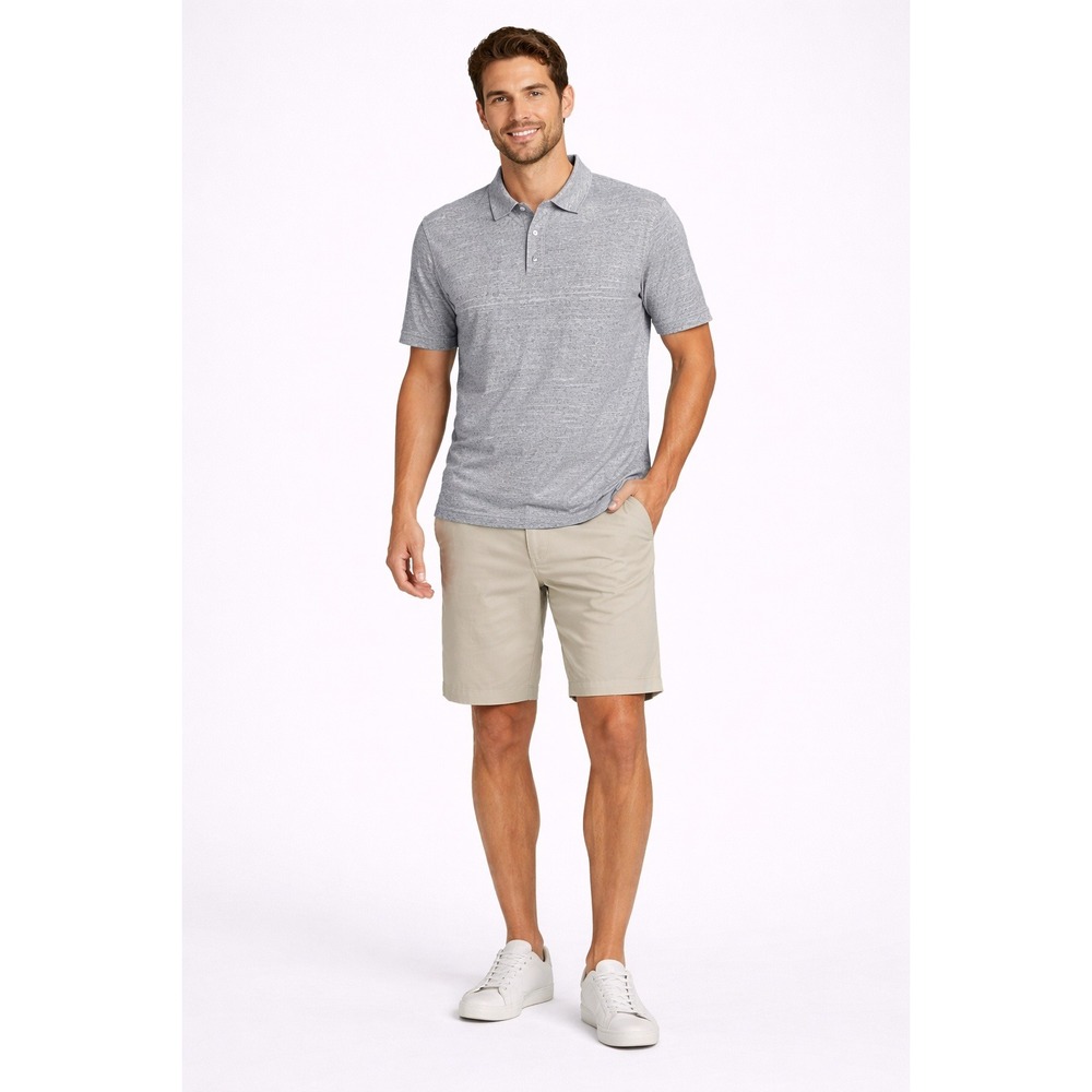 Hawker Rye Mens Large Blue Space Dye Heather Short Sleeve Polo Shirt Regular Fit